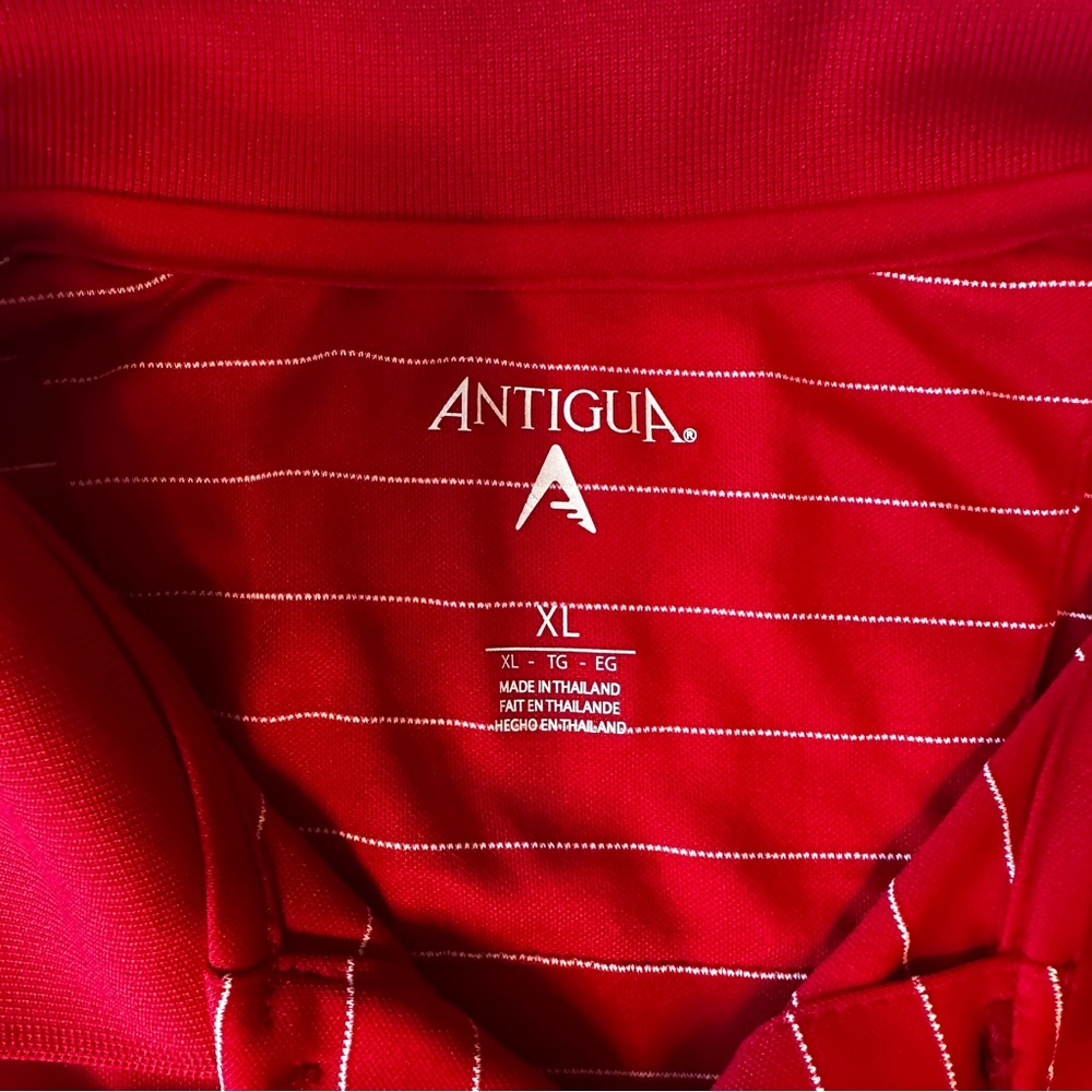 NY GIANTS Men's Antigua Short Sleeve Red/White Stripe Polo Shirt - Picture 3 of 7